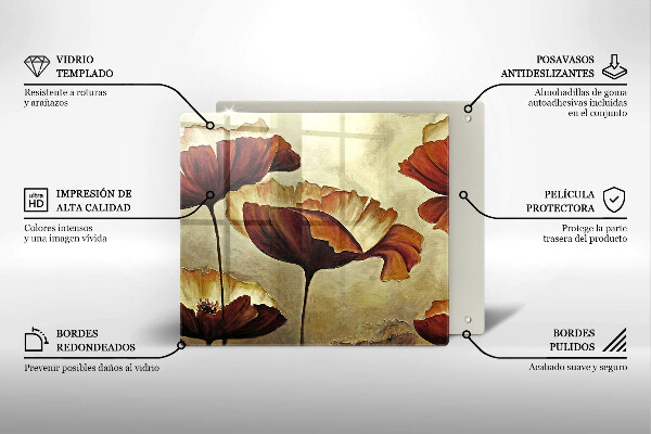 Protection plaque induction Fleurs de bohème peintes