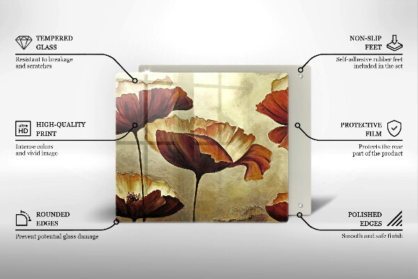 Protection plaque induction Fleurs de bohème peintes