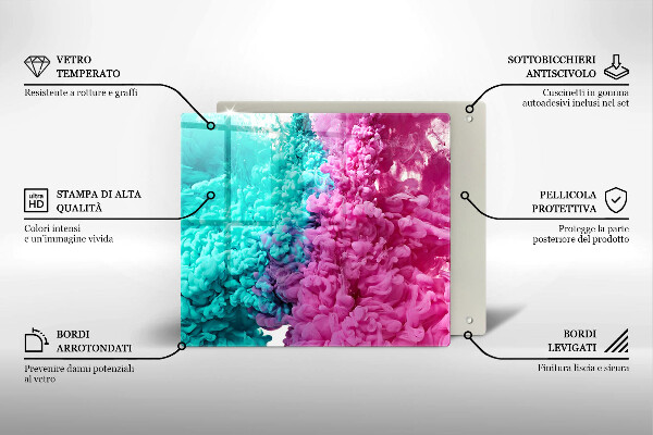 Protection plaque induction Fumée rose turquoise