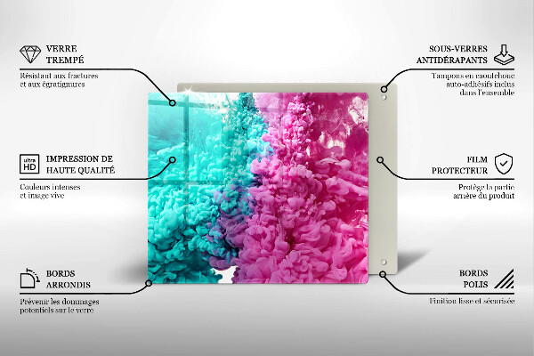 Protection plaque induction Fumée rose turquoise