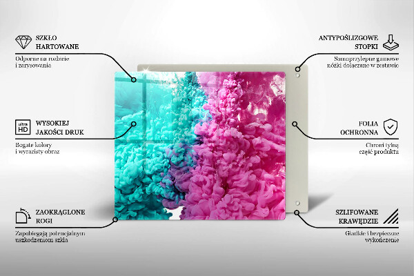 Protection plaque induction Fumée rose turquoise