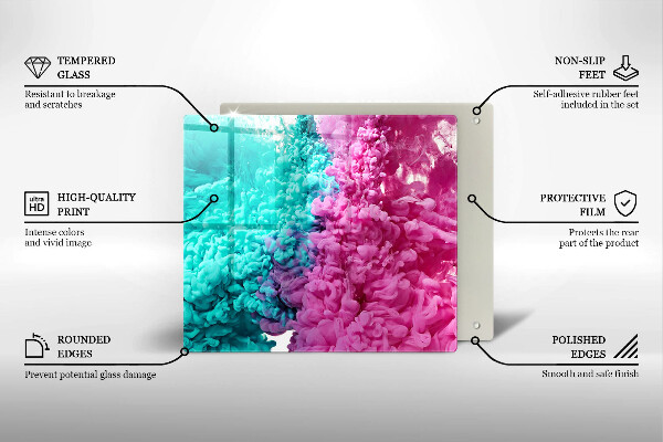 Protection plaque induction Fumée rose turquoise