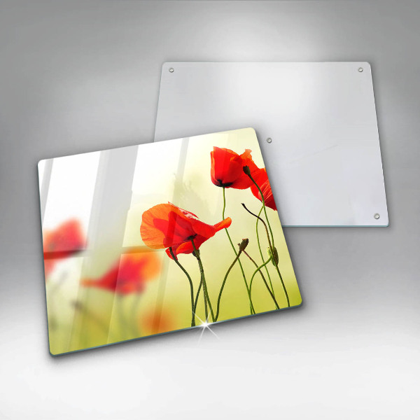 Protection plaque induction Fleurs de coquelicots rouges