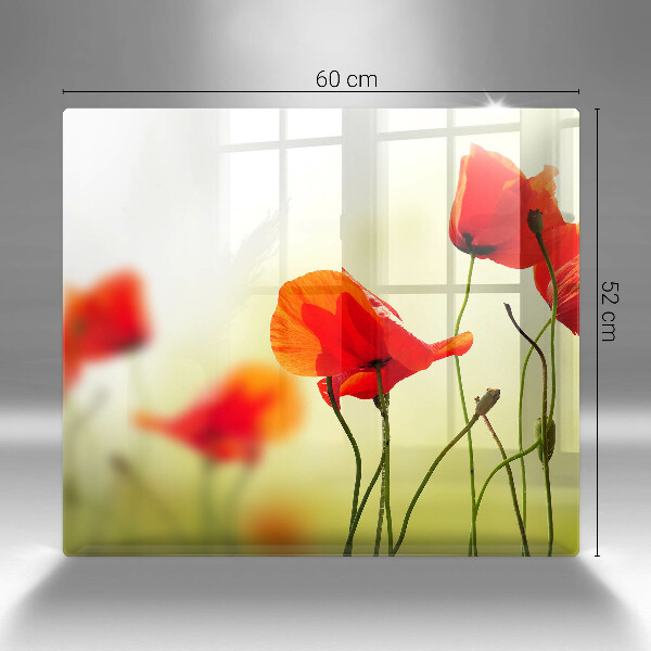 Protection plaque induction Fleurs de coquelicots rouges