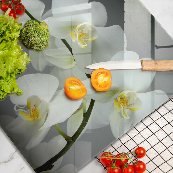 Protection plaque induction Fleurs d'orchidées blanches