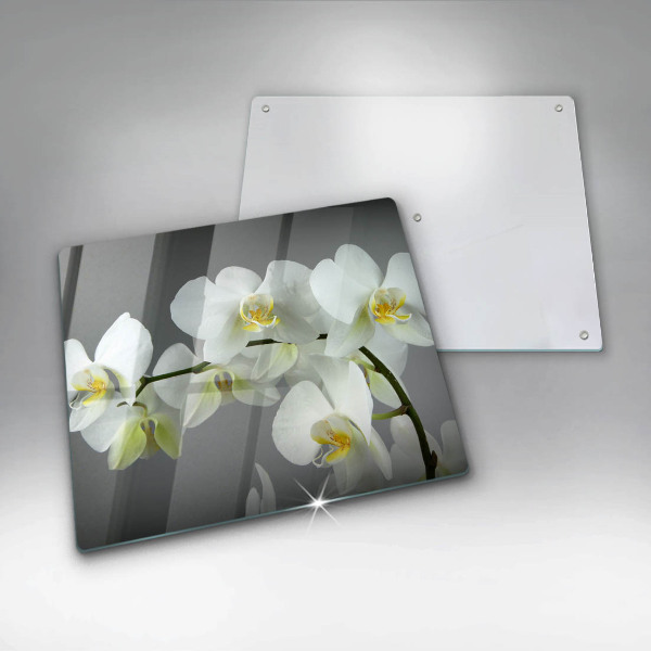 Protection plaque induction Fleurs d'orchidées blanches