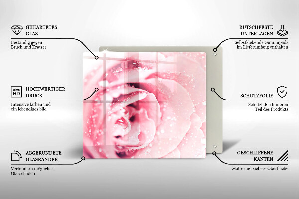 Protection plaque induction Gouttes de rosée et fleur rose