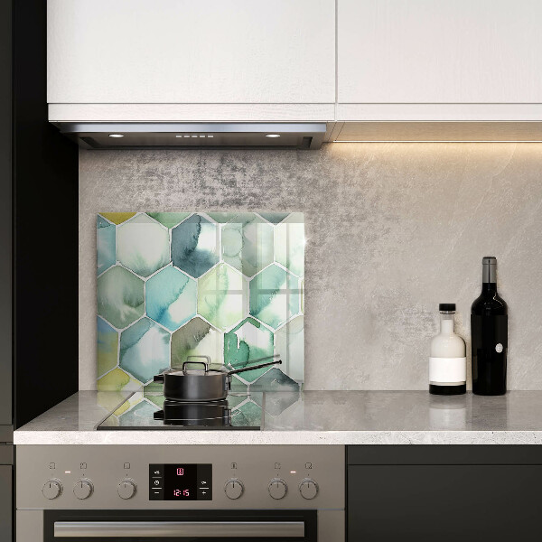 Protection plaque induction Hexagones aquarelle