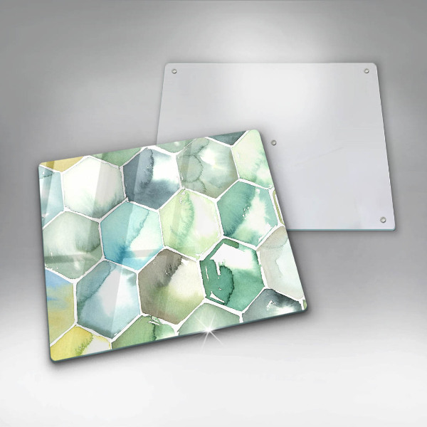 Protection plaque induction Hexagones aquarelle