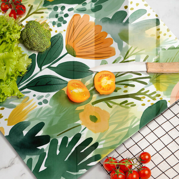 Protection plaque induction Fleurs peintes