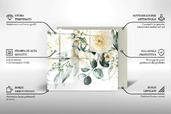 Protection plaque induction Fleurs aquarelles