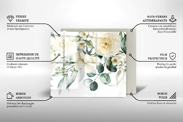 Protection plaque induction Fleurs aquarelles