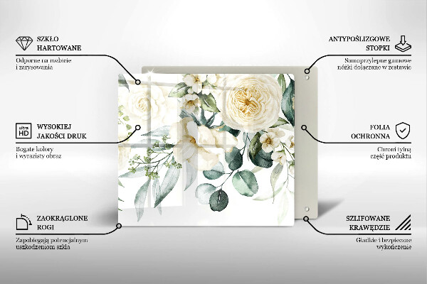 Protection plaque induction Fleurs aquarelles