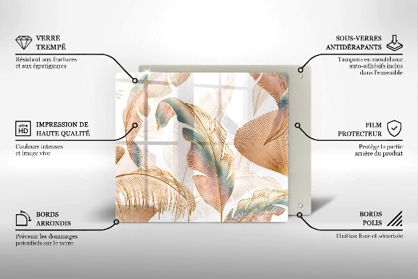 Protection plaque induction Plumes et feuilles de bohème