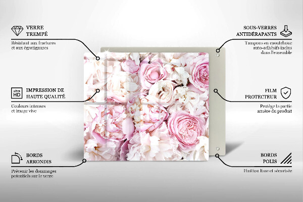Protection plaque induction Bouquet de pivoines