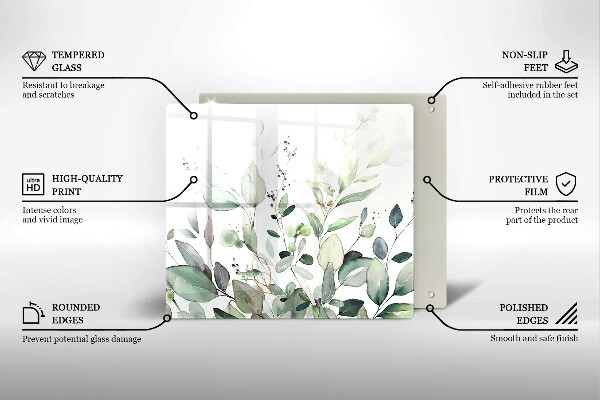 Protection plaque induction Plantes aquarelles