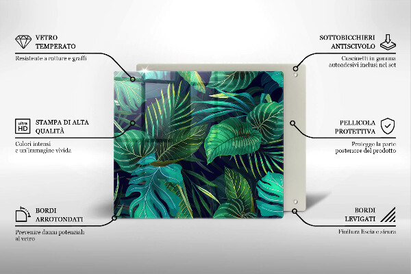 Protection plaque induction Illustration de feuilles de jungle