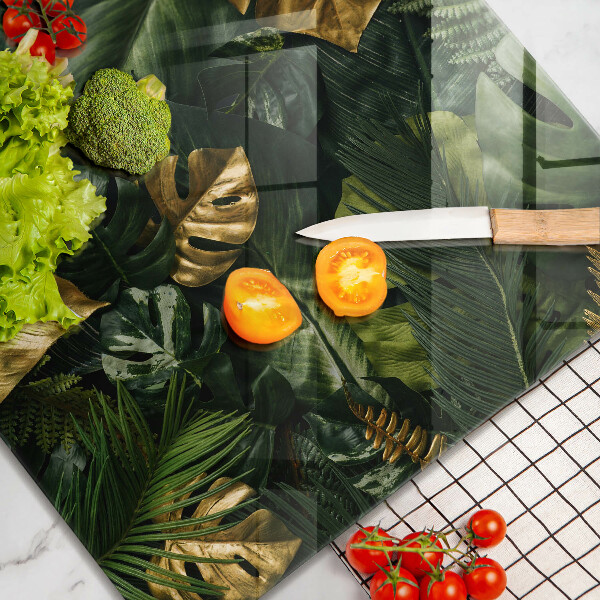 Protection plaque induction Feuilles de monstera dorées