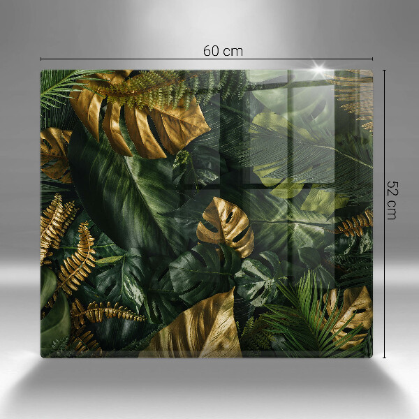 Protection plaque induction Feuilles de monstera dorées