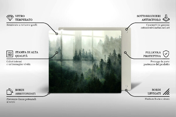 Protection plaque induction Paysage forestier brumeux