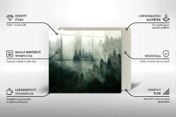 Protection plaque induction Paysage forestier brumeux