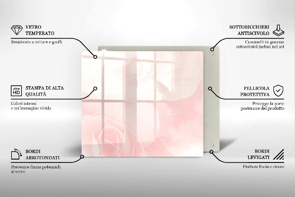 Protection plaque induction Fond de roses pastel