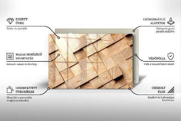 Cache plaque de cuisson Carrés en bois