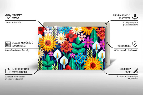 Protection plaque induction Illustration de prairie de fleurs