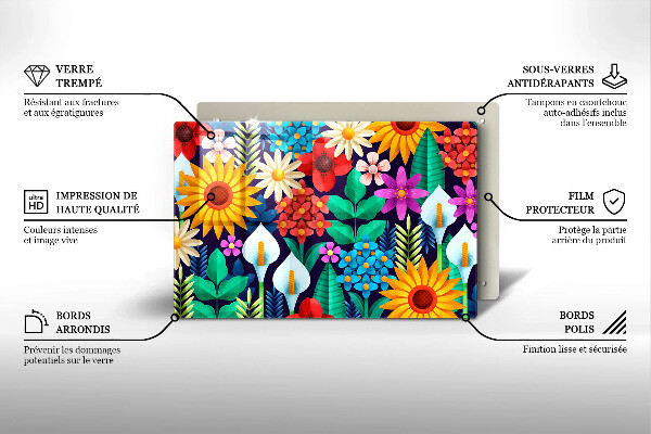 Protection plaque induction Illustration de prairie de fleurs