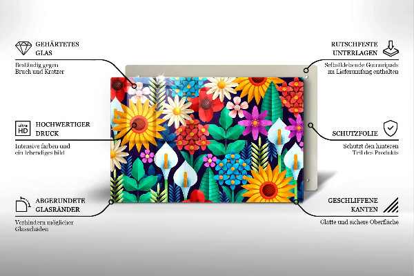 Protection plaque induction Illustration de prairie de fleurs