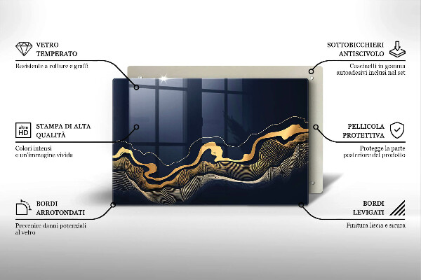 Protection plaque induction Lignes dorées abstraites