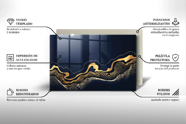 Protection plaque induction Lignes dorées abstraites