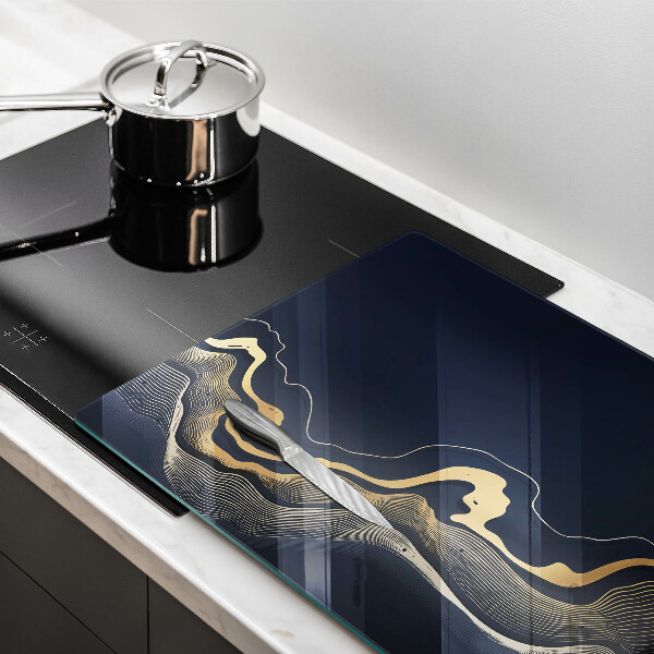 Protection plaque induction Lignes dorées abstraites