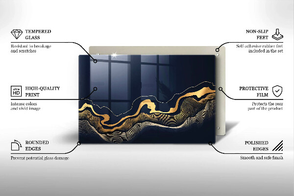 Protection plaque induction Lignes dorées abstraites