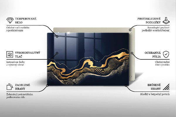 Protection plaque induction Lignes dorées abstraites