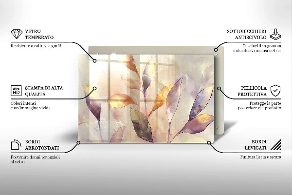 Cache plaque de cuisson Feuilles de bohème peintes