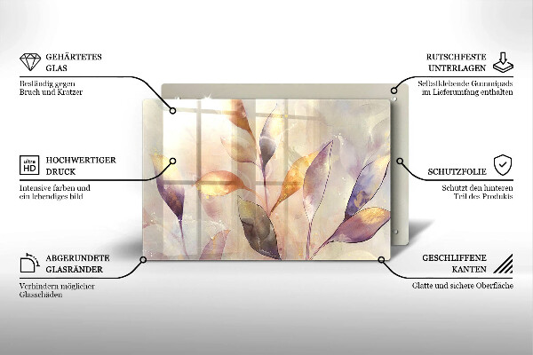 Cache plaque de cuisson Feuilles de bohème peintes