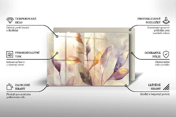 Cache plaque de cuisson Feuilles de bohème peintes