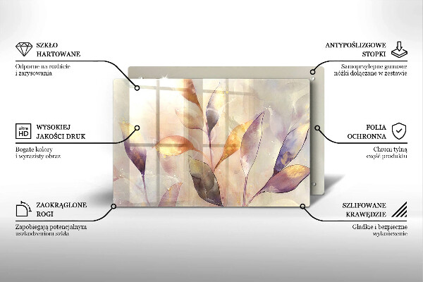 Cache plaque de cuisson Feuilles de bohème peintes