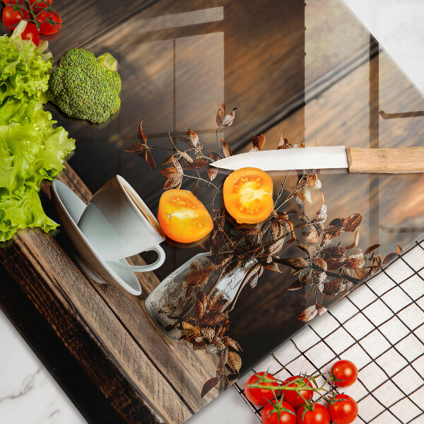 Cache plaque de cuisson Tasse à café et bois