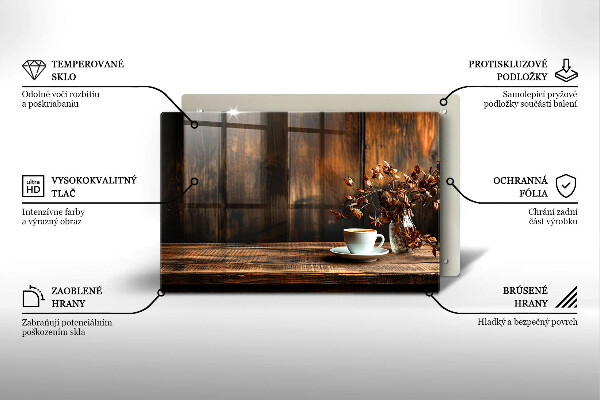 Cache plaque de cuisson Tasse à café et bois