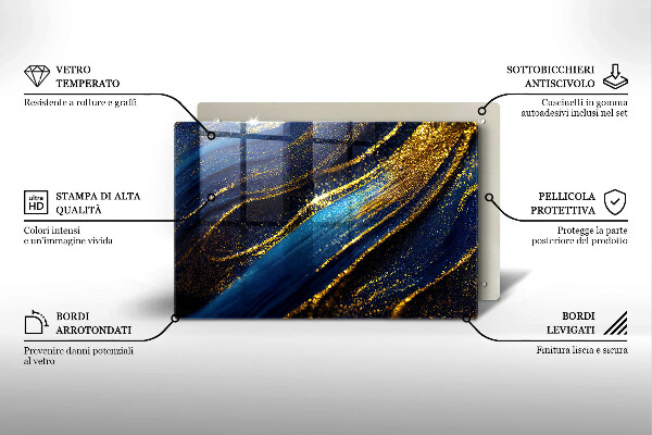 Protège plaque de cuisson Abstraction bleu marine