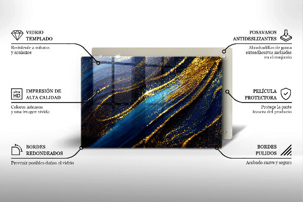 Protège plaque de cuisson Abstraction bleu marine