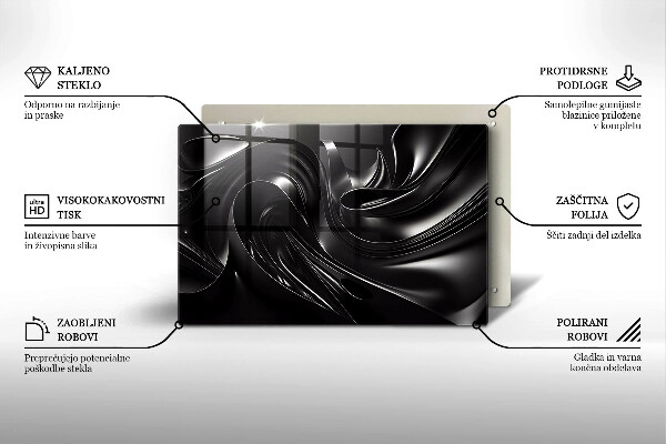 Protège plaque de cuisson Messe noire abstraite