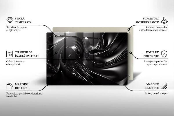 Protège plaque de cuisson Messe noire abstraite