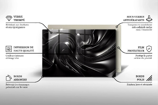 Protège plaque de cuisson Messe noire abstraite