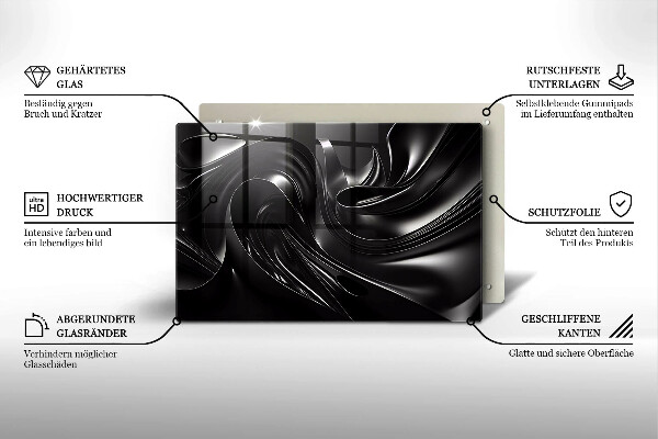 Protège plaque de cuisson Messe noire abstraite