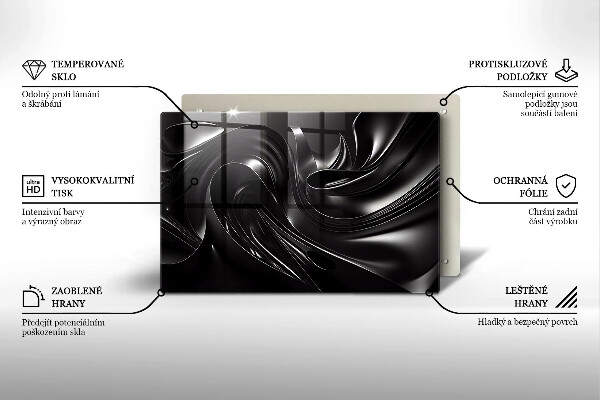 Protège plaque de cuisson Messe noire abstraite