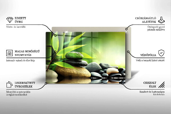 Protège plaque de cuisson Pierres de bambou zen