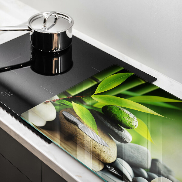 Protège plaque de cuisson Pierres de bambou zen